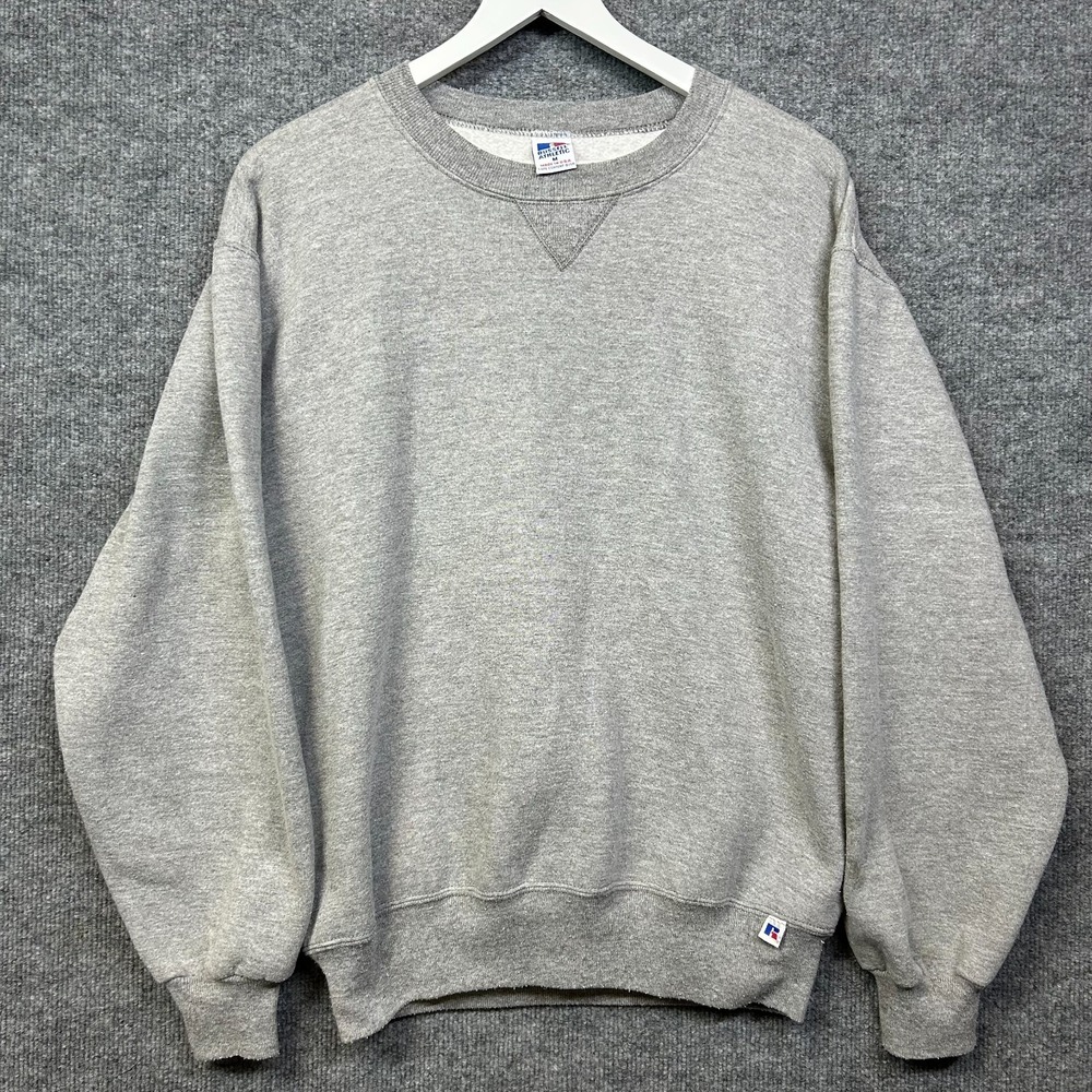 VTG Russell Athletic Sweatshirt Men's Gray Crewneck Pullover USA Made - Medium